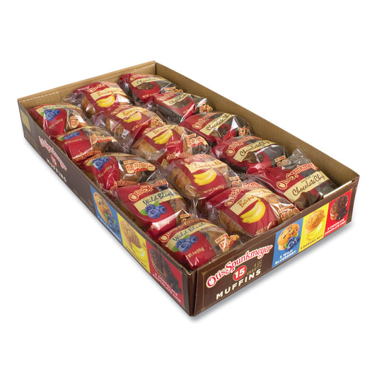 Muffins Variety Pack, Assorted Flavors, 4 oz Pack, 15 Packs/Carton