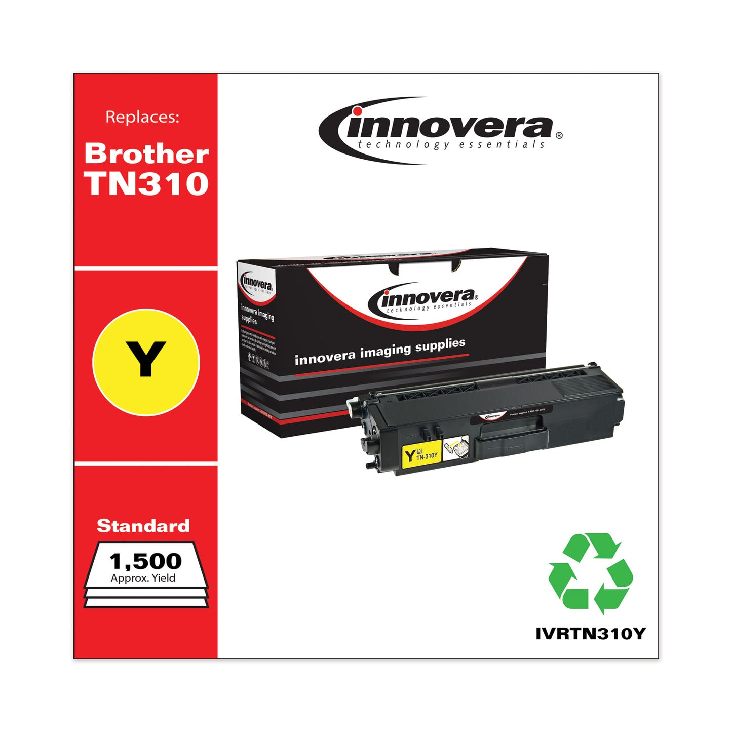 Remanufactured Yellow Toner, Replacement for TN310Y, 1,500 Page-Yield