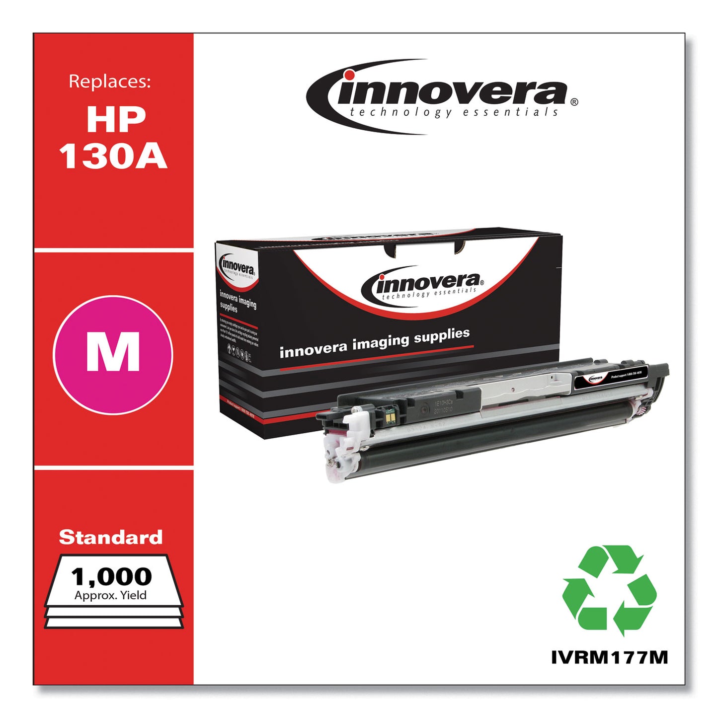 Remanufactured Magenta Toner, Replacement for 130A (CF353A), 1,000 Page-Yield
