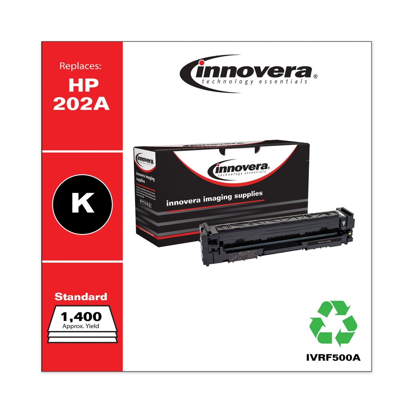 Remanufactured Black Toner, Replacement for 202A (CF500A), 1,400 Page-Yield