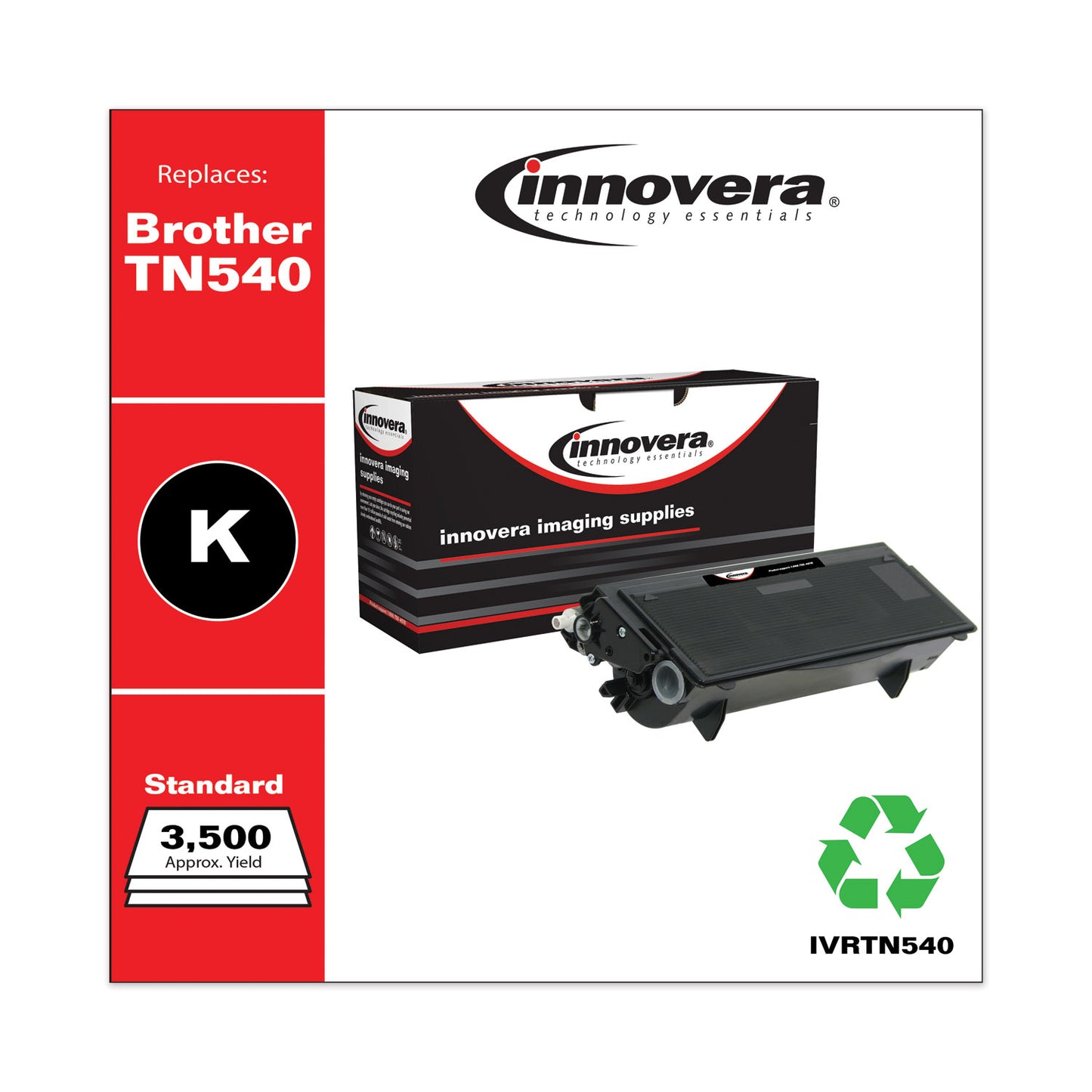Remanufactured Black Toner, Replacement for TN540, 3,500 Page-Yield