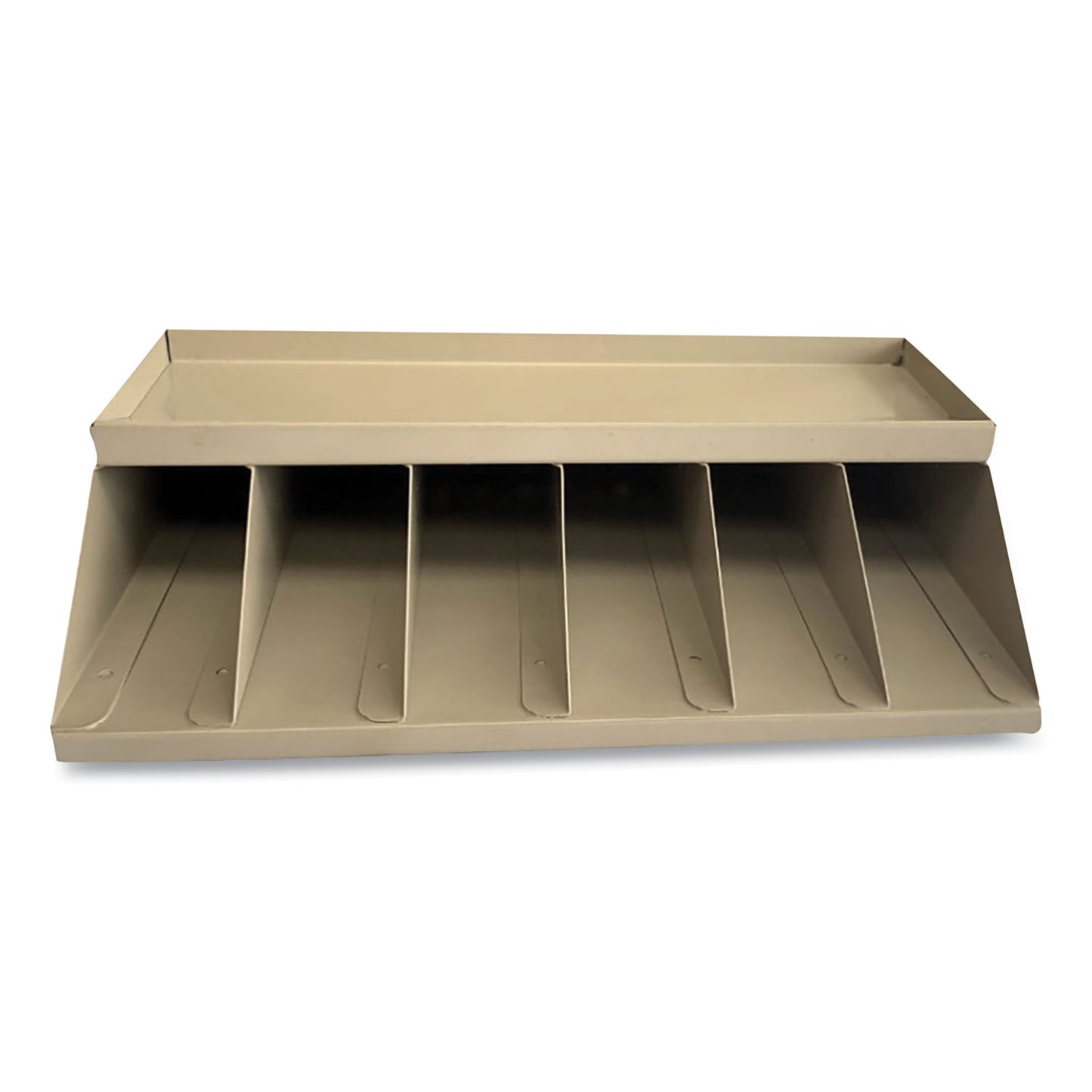 Coin Wrapper and Bill Strap Single-Tier Rack, 6 Compartments, 10" x 8.5" x 3", Pebble Beige