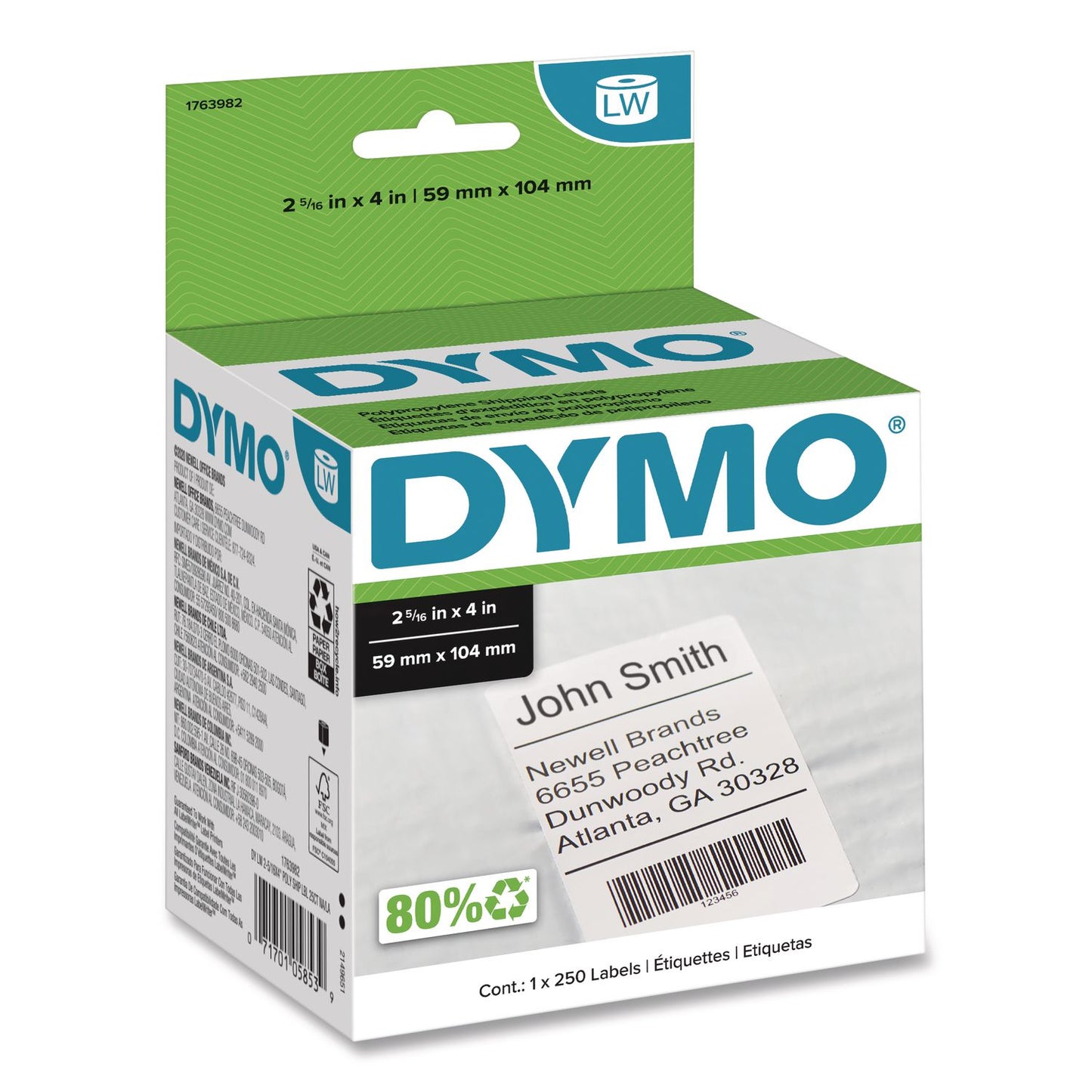 Labelwriter Shipping Labels, 2.31" X 4", White, 250 Labels/roll