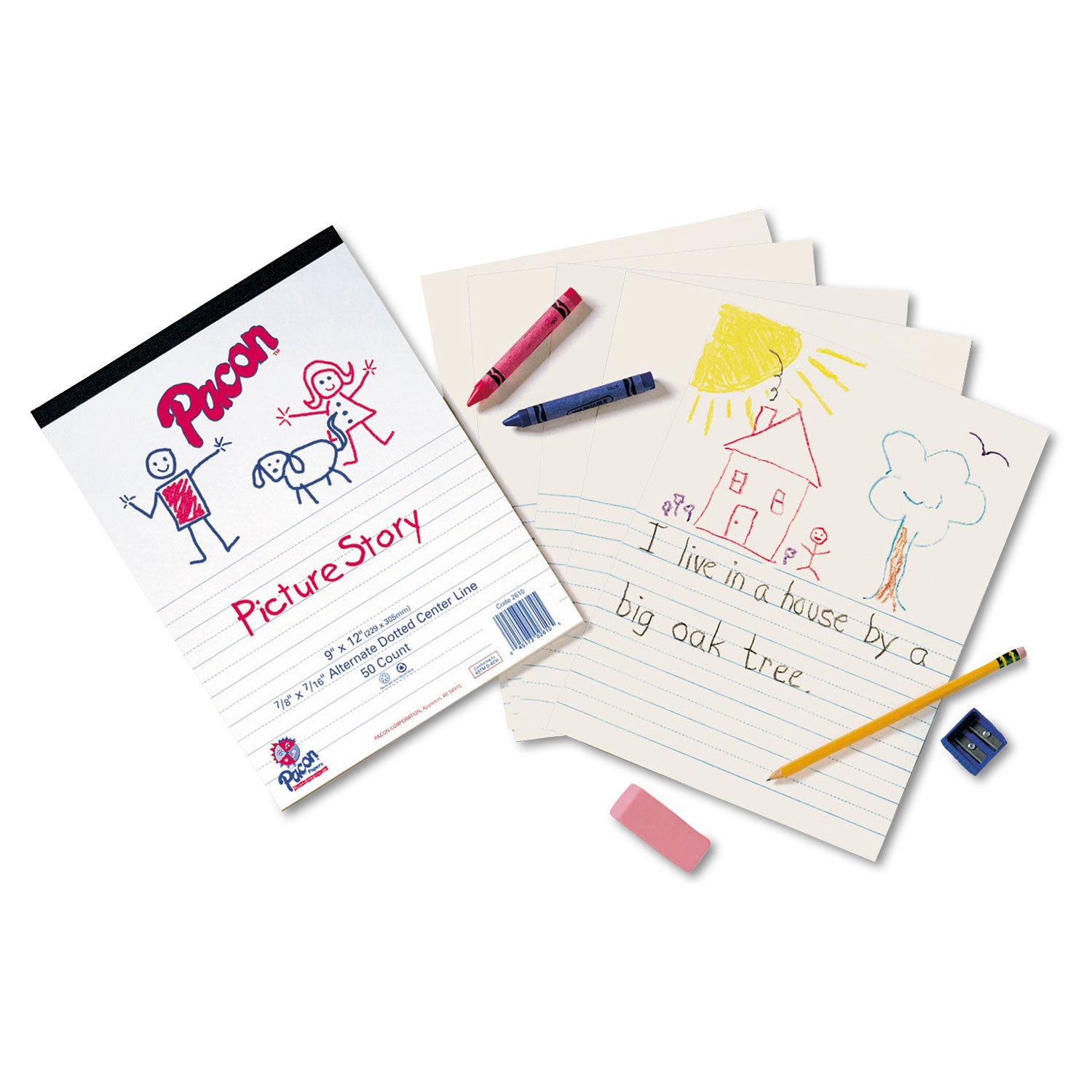 Multi-Program Picture Story Paper, 16 Lb, 5/8" Long Rule, One-Sided, 9 X 12, 500/pack