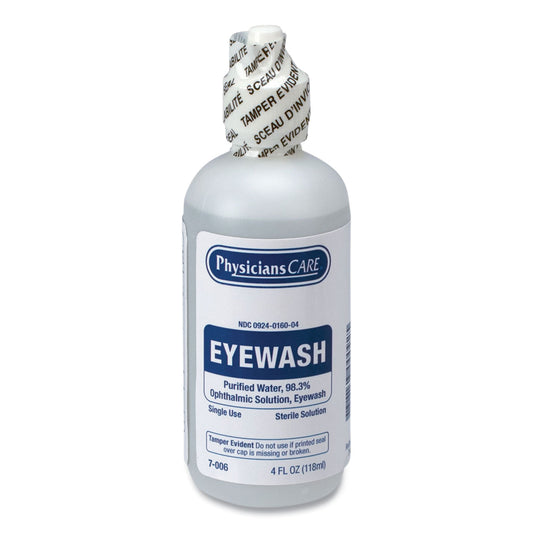 First Aid Refill Components Disposable Eye Wash, 4 oz. Bottle