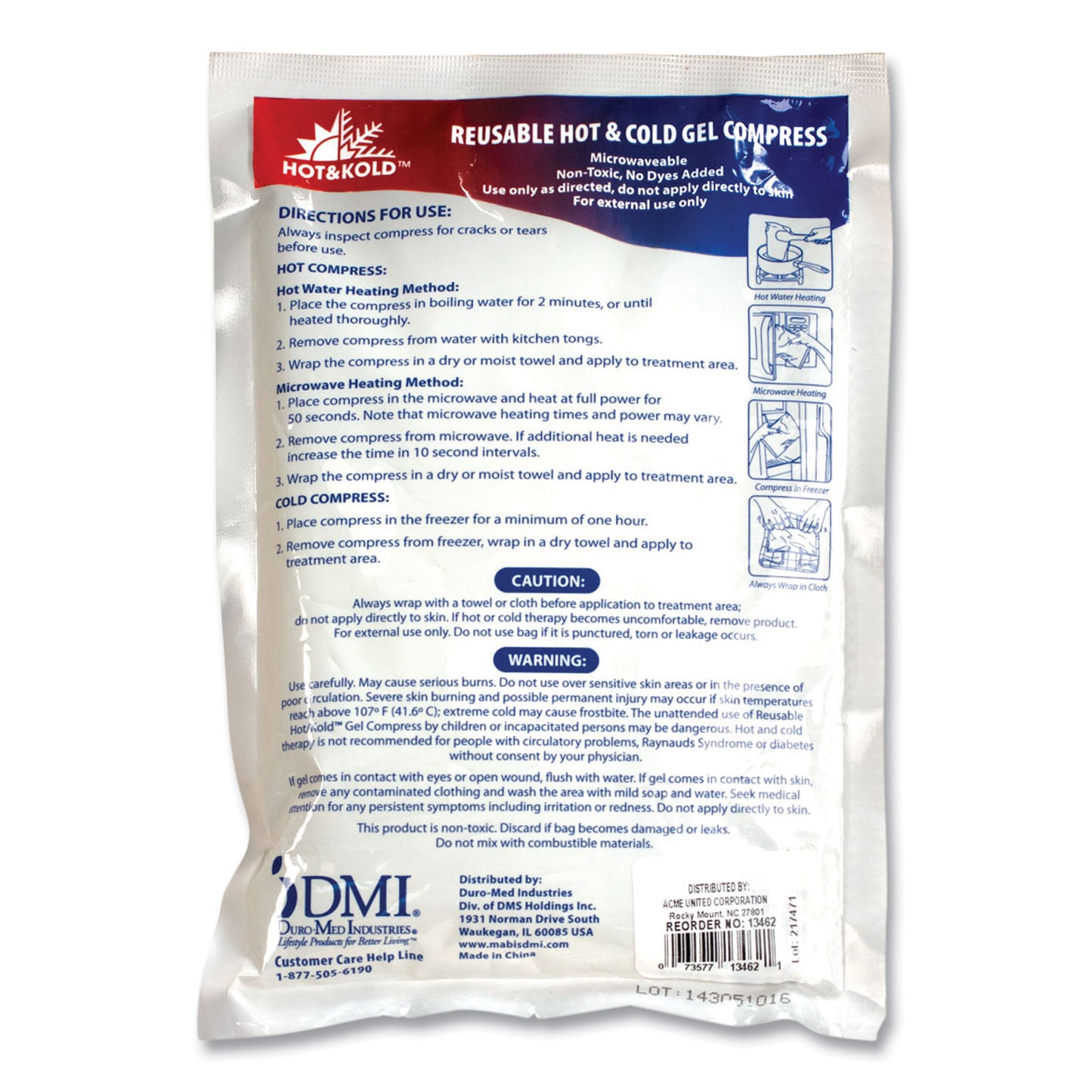 Reusable Hot/Cold Pack, 8.63 x 8.63, White