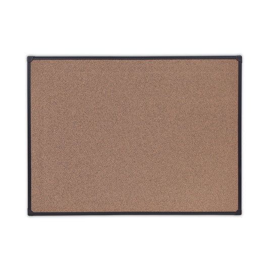 Tech Cork Board, 47.24" x 35.43", Brown Surface, Black Aluminum Frame