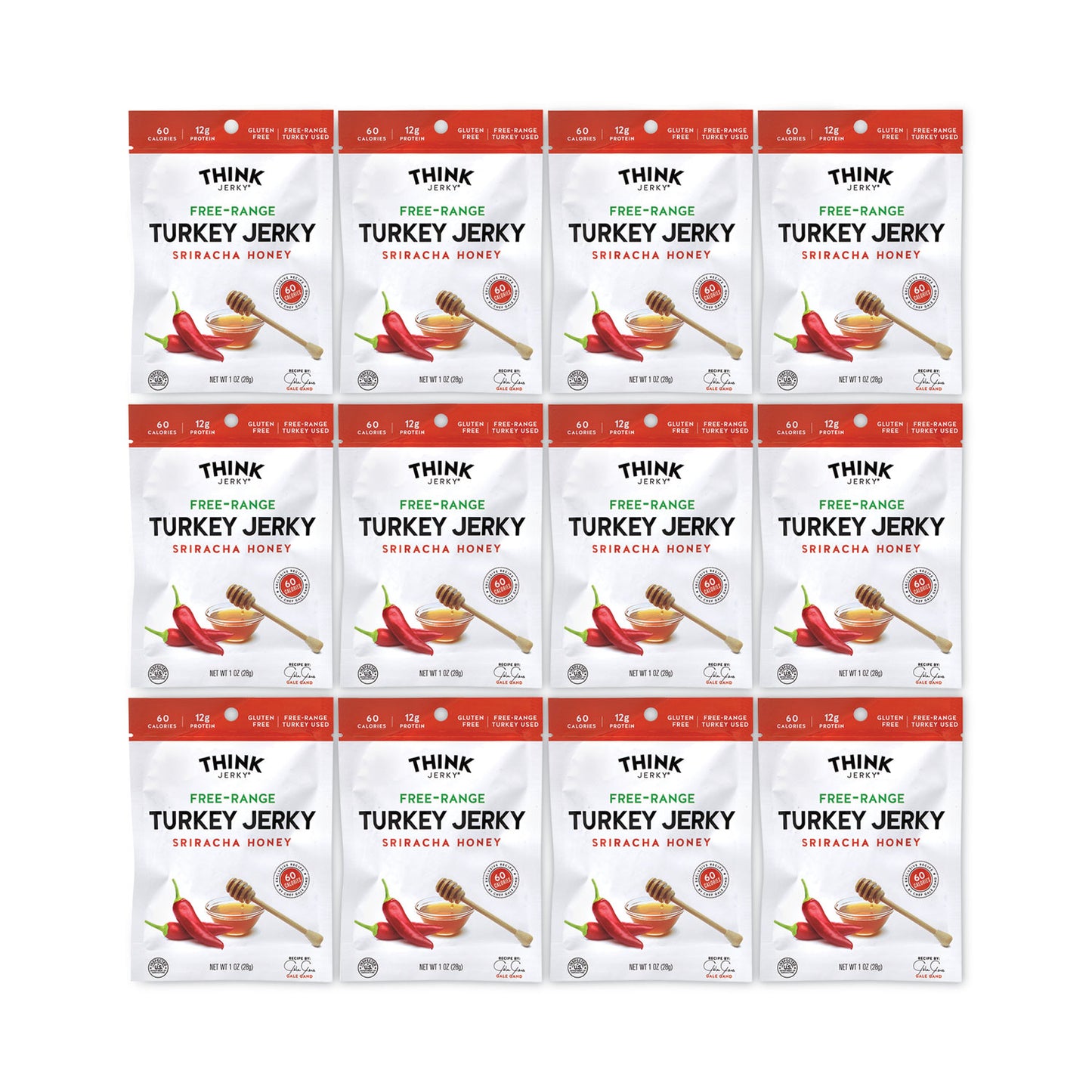 Sriracha Honey Turkey Jerky, 1 oz Pouch, 12/Pack