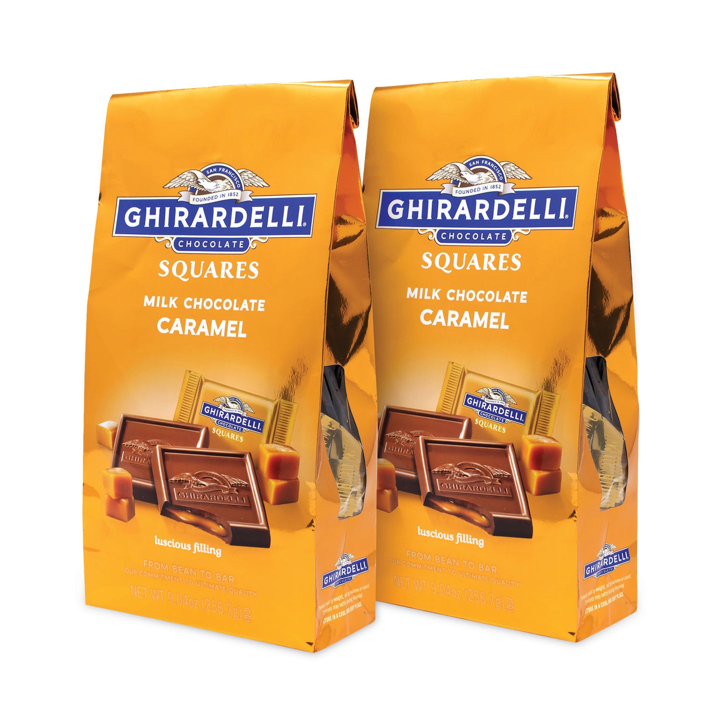 Milk Chocolate and Caramel Chocolate Squares, 9.04 oz Bags, 2 Bags/Pack