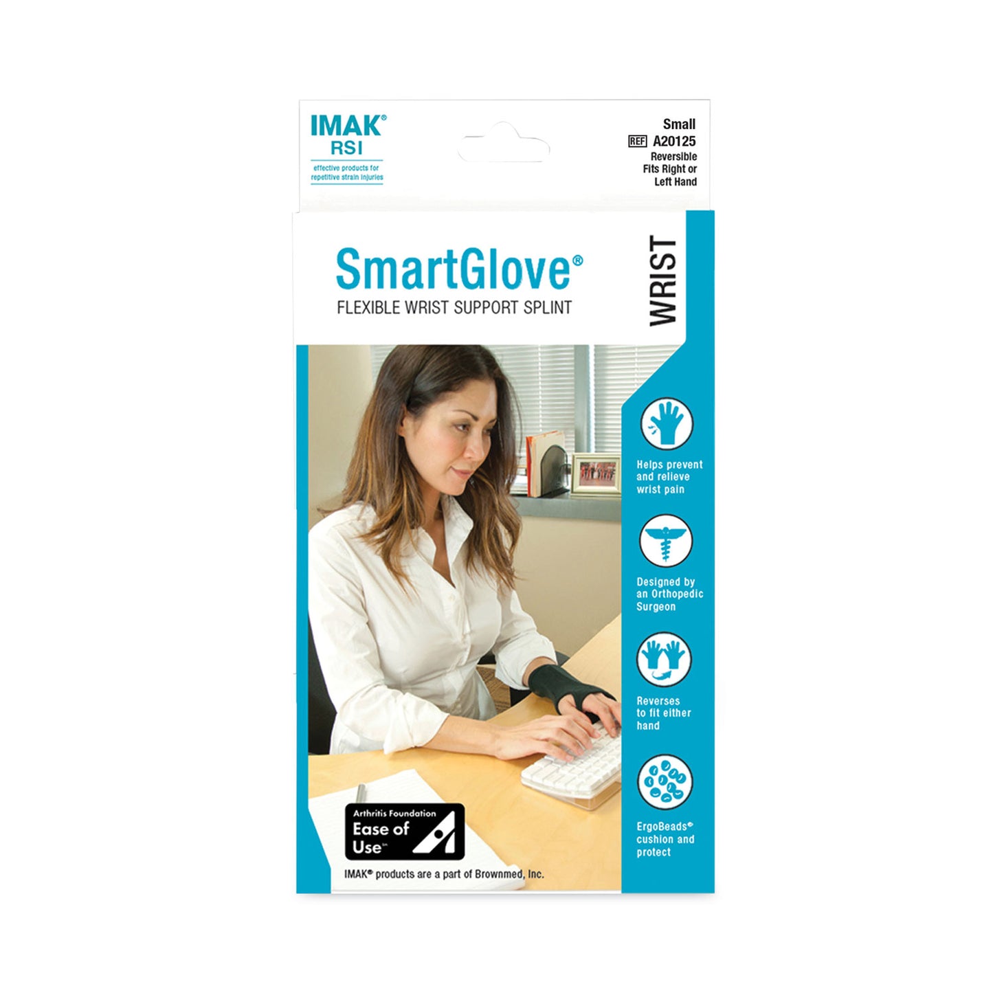 SmartGlove Flexible Wrist Support Splint, Small, Fits Hands Up to 3.25" Wide, Black