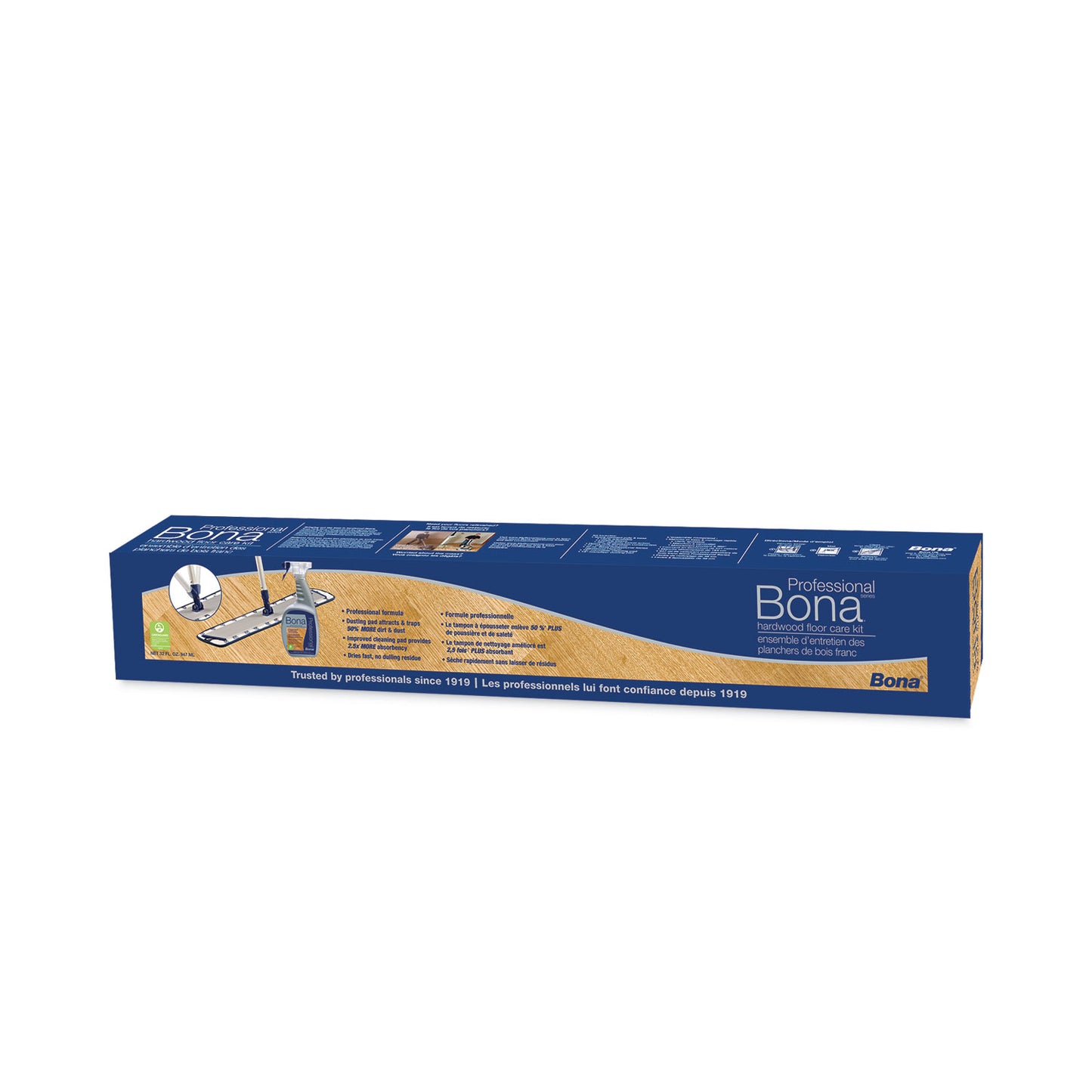 Hardwood Floor Care Kit, 18" Microfiber Head, 72" Silver/Blue Aluminum Handle
