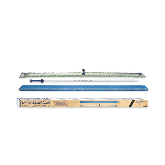 SuperCourt Athletic Floor Care System, 60" Microfiber Head, 66" Silver/Blue Aluminum Handle