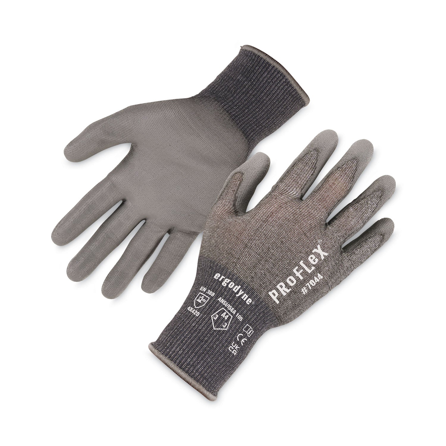 ProFlex 7044 ANSI A4 PU Coated CR Gloves, EN388: 4X42D, 9" Long, X-Large, Gray, 12 Pairs