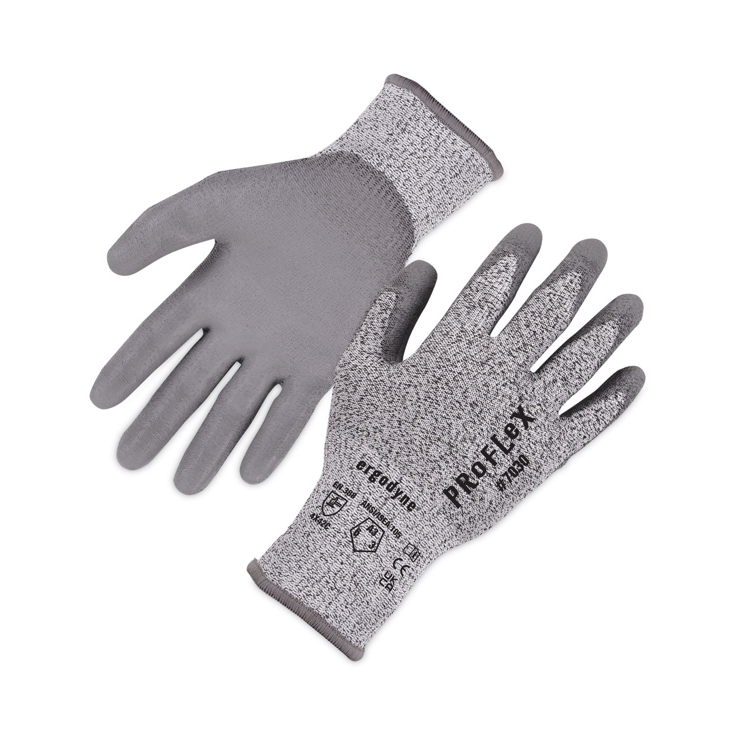 ProFlex 7030 ANSI A3 PU Coated CR Gloves, EN388: 4X42C, 9" Long, XX-Large, Gray, 12 Pairs
