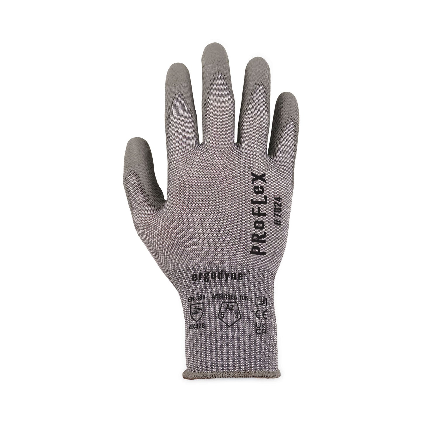 ProFlex 7024 ANSI A2 PU Coated CR Gloves, EN388: 4X42B, 9" Long, X-Large, Gray, Pair