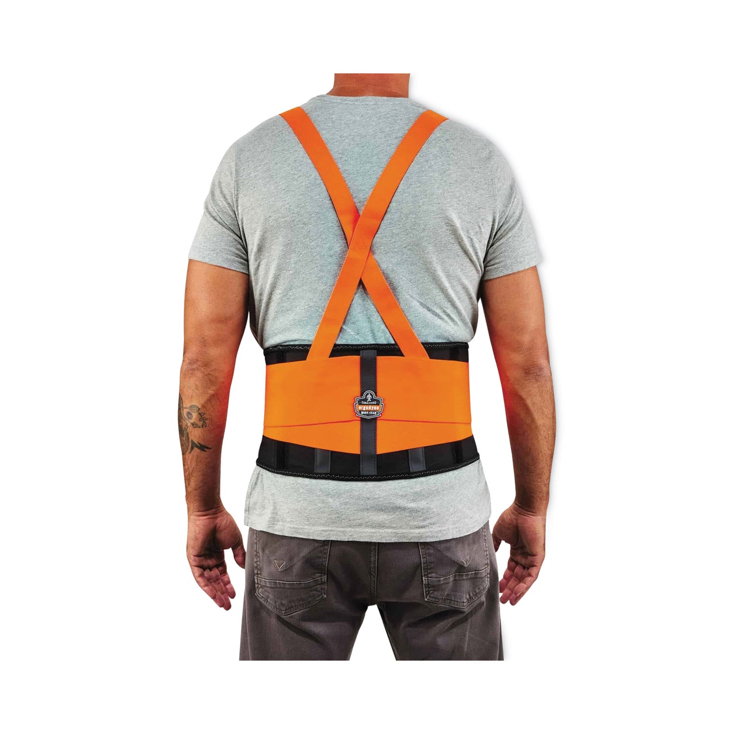 ProFlex 100HV Economy Hi-Vis Spandex Back Support Brace, Large, 34" to 38" Waist, Black/Orange