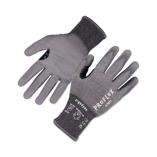 ProFlex 7071 ANSI A7 PU Coated CR Gloves, EN388: 4X42F, 9" Long, Large, Gray, Pair