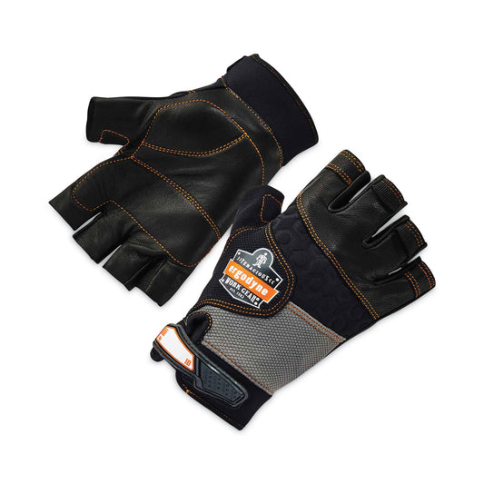 ProFlex 901 Half-Finger Leather Impact Gloves, EN388: 3122X, XX-Large, Black, Pair