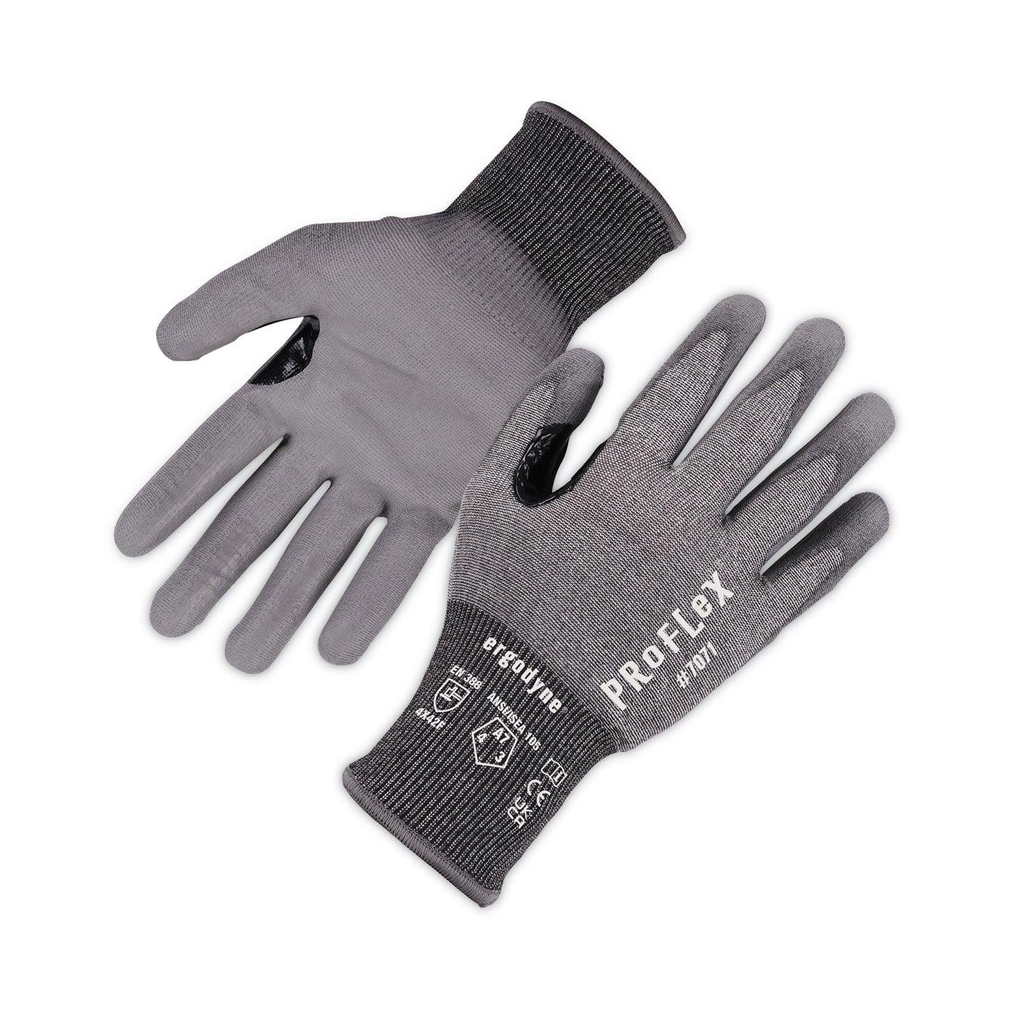 ProFlex 7071 ANSI A7 PU Coated CR Gloves, EN388: 4X42F, 9" Long, X-Large, Gray, 12 Pairs
