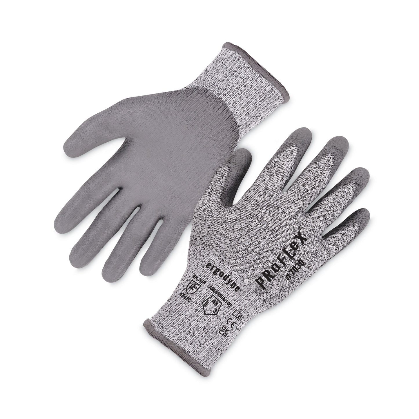 ProFlex 7030 ANSI A3 PU Coated CR Gloves, EN388: 4X42C, 9" Long, X-Large, Gray, 12 Pairs