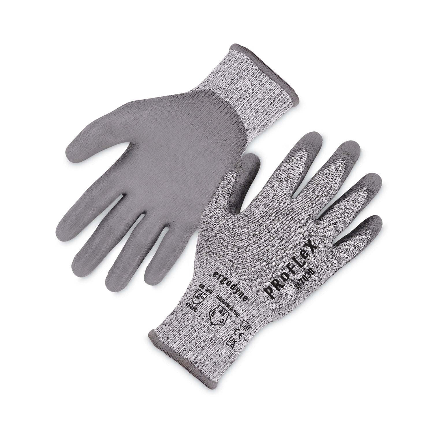 ProFlex 7030 ANSI A3 PU Coated CR Gloves, EN388: 4X42C, 9" Long, X-Large, Gray, 12 Pairs