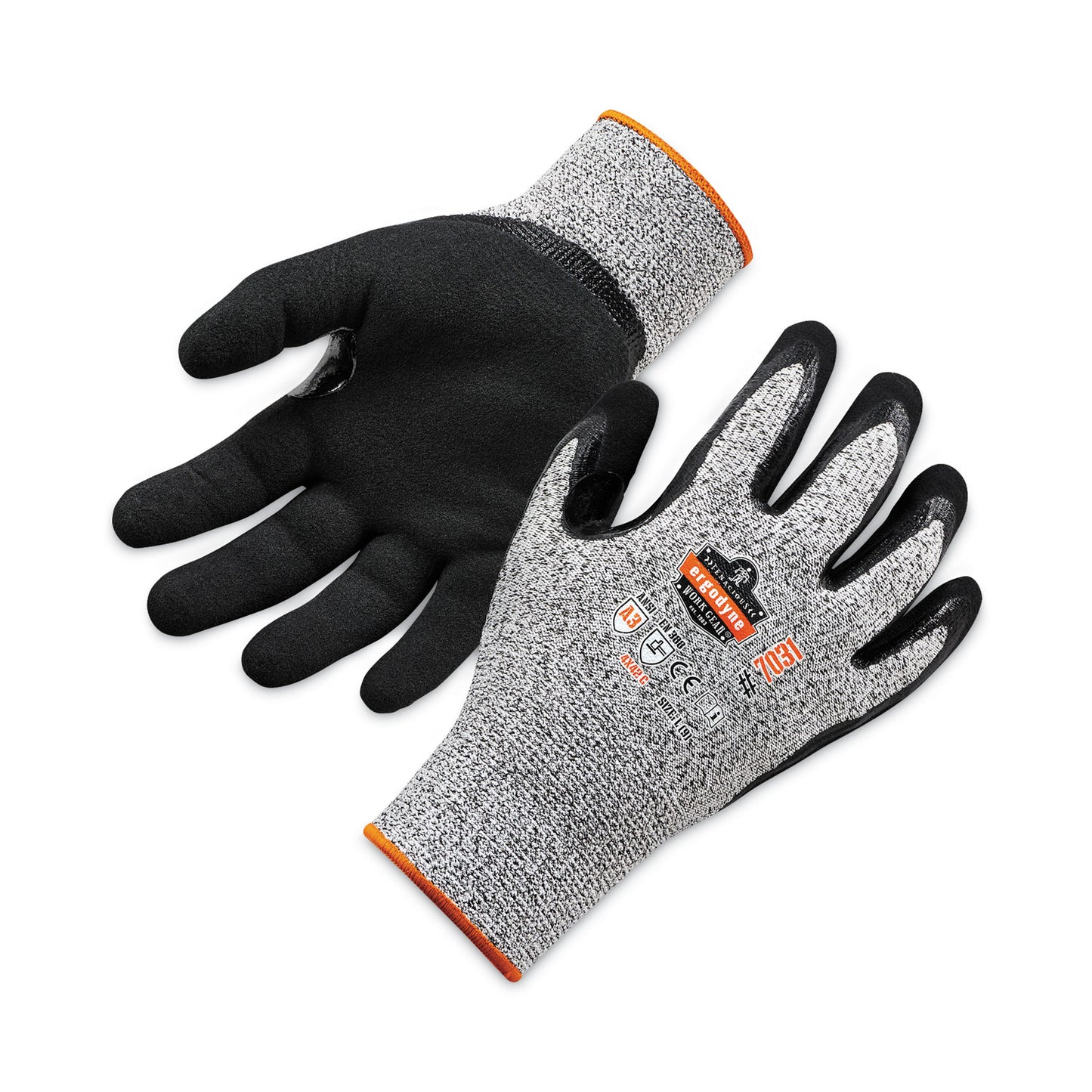 ProFlex 7031 ANSI A3 Nitrile-Coated CR Gloves, EN388: 4X42C, 10" Long, Large, Gray, Pair