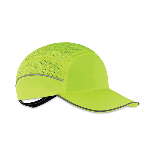 Skullerz 8955 Lightweight Bump Cap Hat, Long Front Brim, XXX-Small to Large (Up to 7.5), 0.01" Insert, Lime