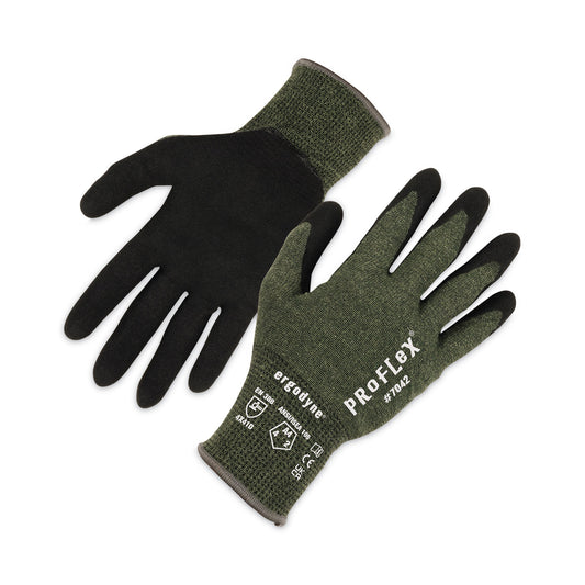 ProFlex 7042 ANSI A4 Nitrile-Coated CR Gloves, EN388: 4X41D, 9" Long, Small, Green, 12 Pairs