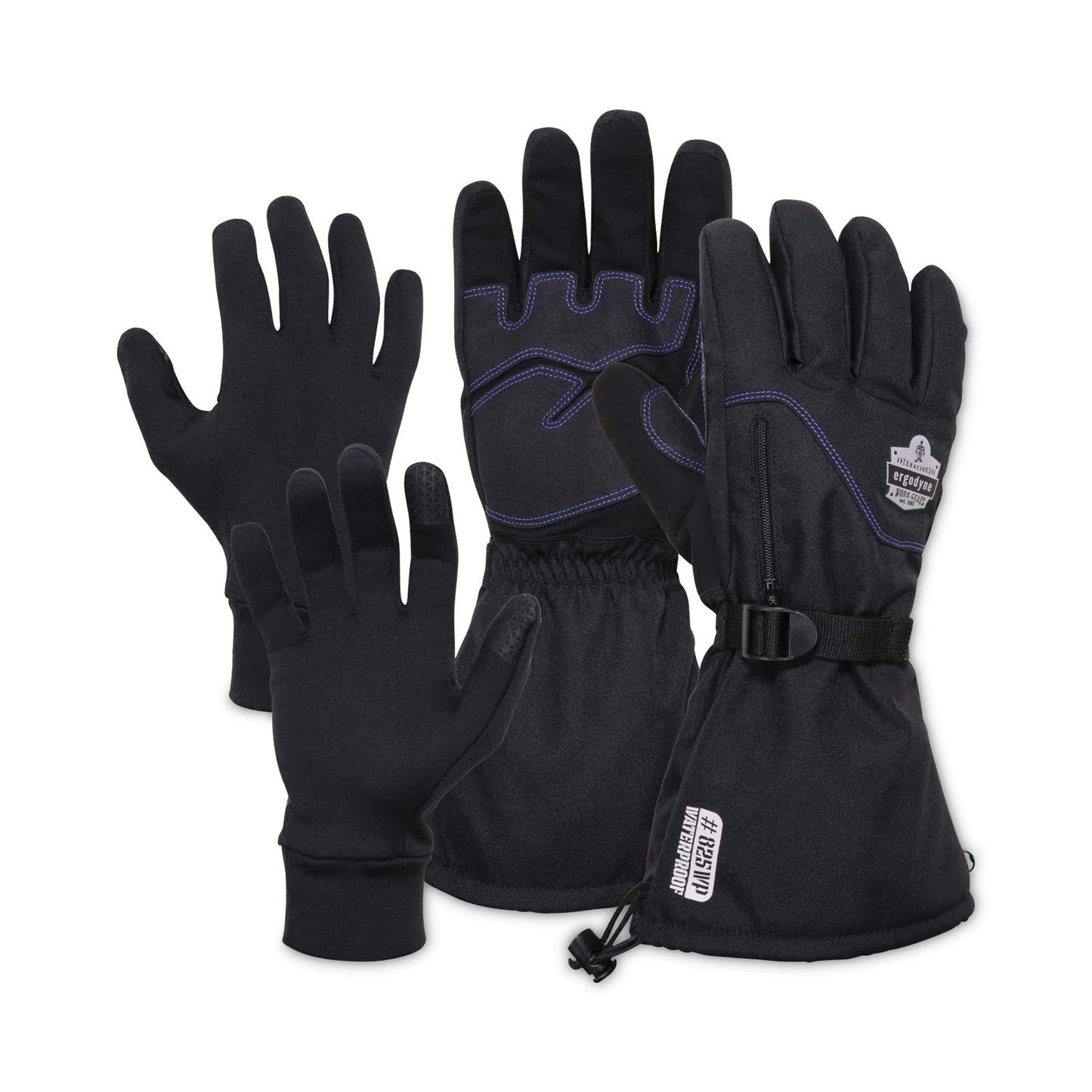 ProFlex 825WP Thermal Waterproof Winter Work Gloves, Large, Black, Pair