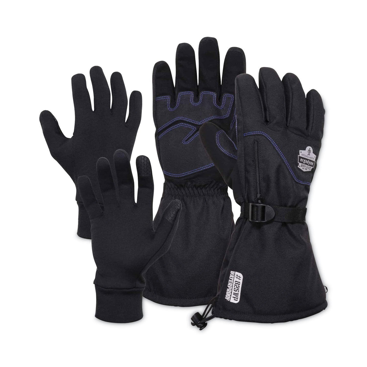 ProFlex 825WP Thermal Waterproof Winter Work Gloves, Large, Black, Pair