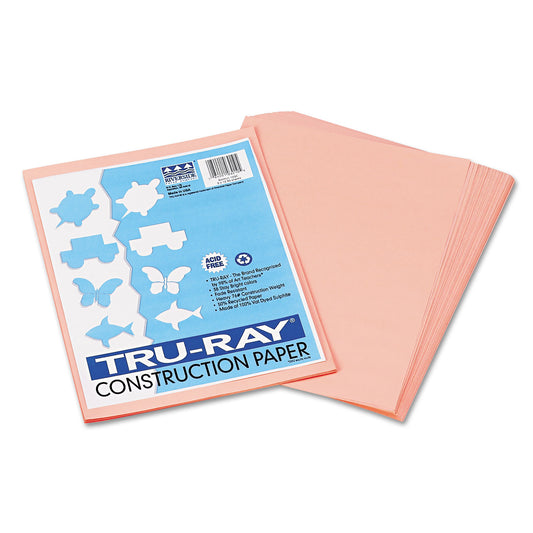 Tru-Ray Construction Paper, 76 lb Text Weight, 9 x 12, Salmon, 50/Pack