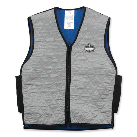 Chill-Its 6665 Embedded Polymer Cooling Vest with Zipper, Nylon/Polymer, 3X-Large, Gray