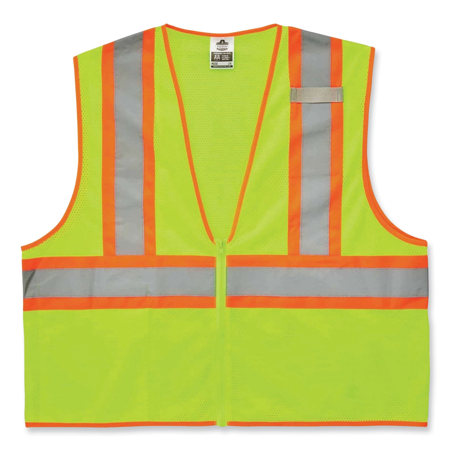GloWear 8229Z Class 2 Economy Two-Tone Zipper Vest, Polyester, 2X-Large/3X-Large, Lime
