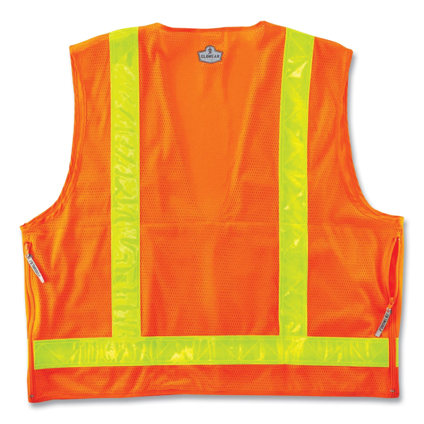 GloWear 8250ZHG Class 2 Hi-Gloss Surveyors Zipper Vest, Polyester, Small/Medium, Orange