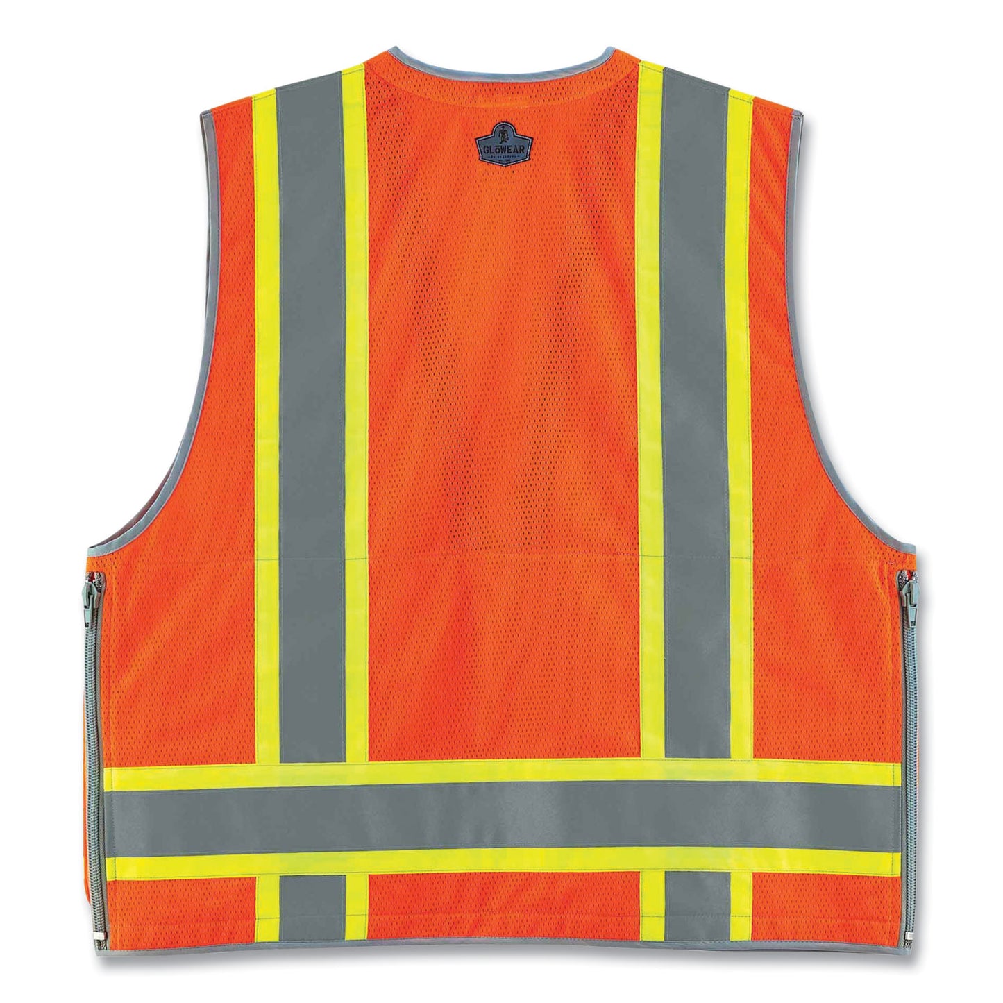 GloWear 8254HDZ Class 2 Heavy-Duty Surveyors Zipper Vest, Polyester, 4X-Large/5X-Large, Orange