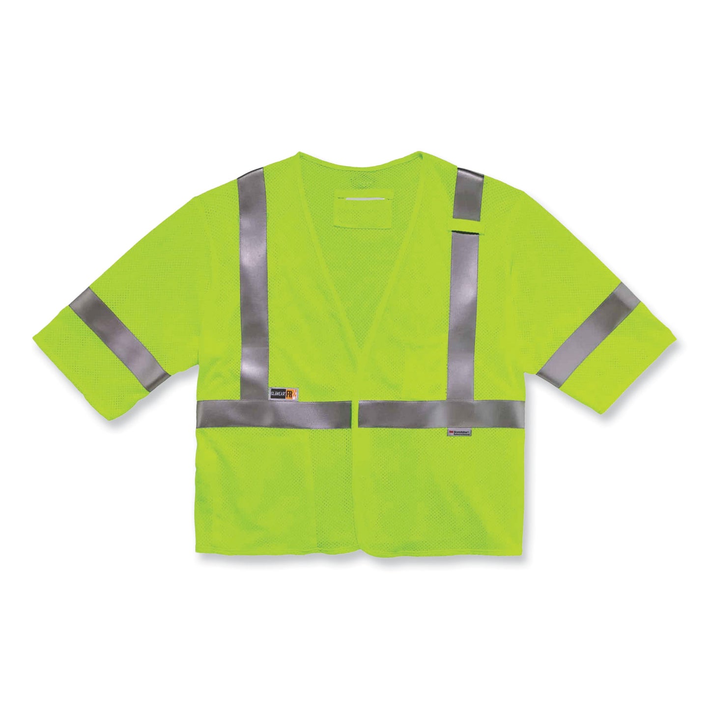 GloWear 8356FRHL Class 3 FR Hook and Loop Safety Vest with Sleeves, Modacrylic, 4X-Large/5X-Large, Lime