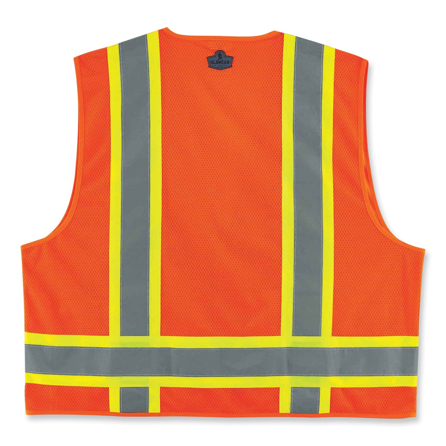 GloWear 8248Z Class 2 Two-Tone Surveyors Zipper Vest, Polyester, Large/X-Large, Orange