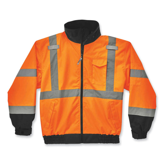 GloWear 8379 Class 3 Hi-Vis Fleece Lined Bomber Jacket, Orange, Large