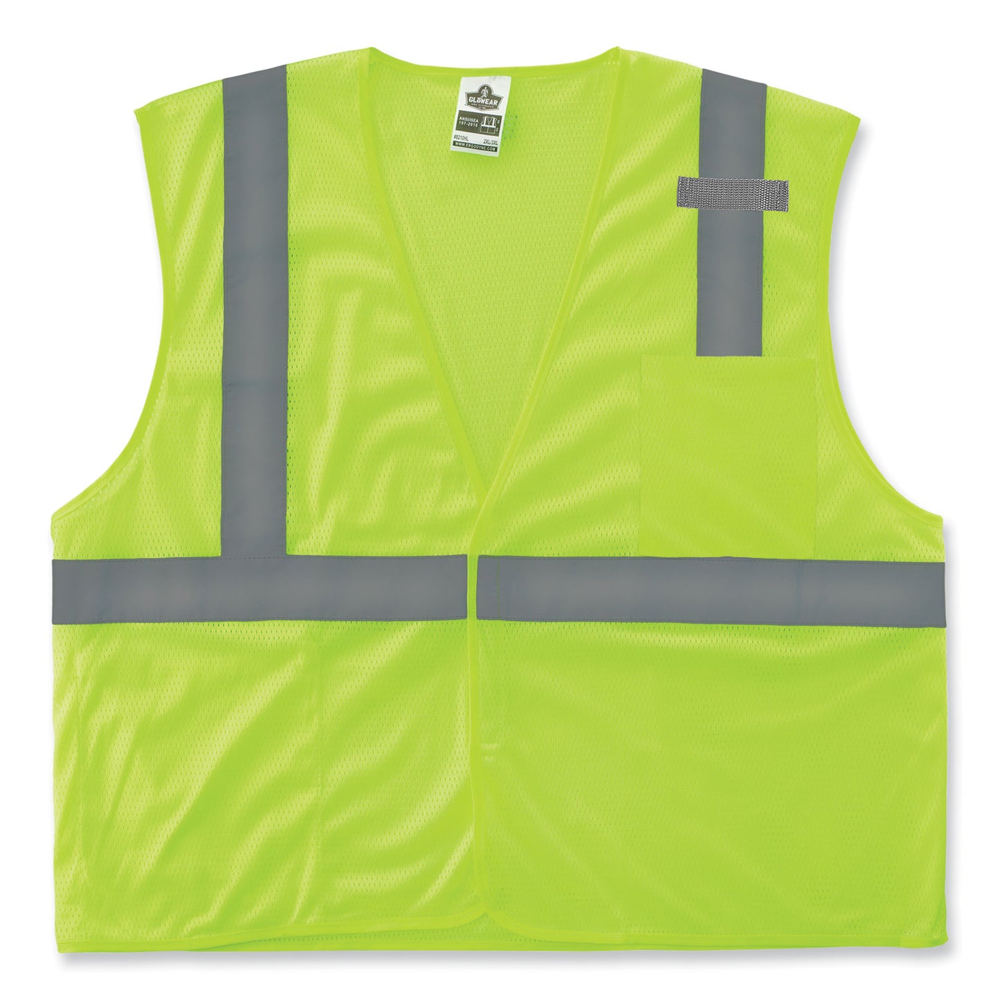 GloWear 8210HL-S Single Size Class 2 Economy Mesh Vest, Polyester, 4X-Large, Lime