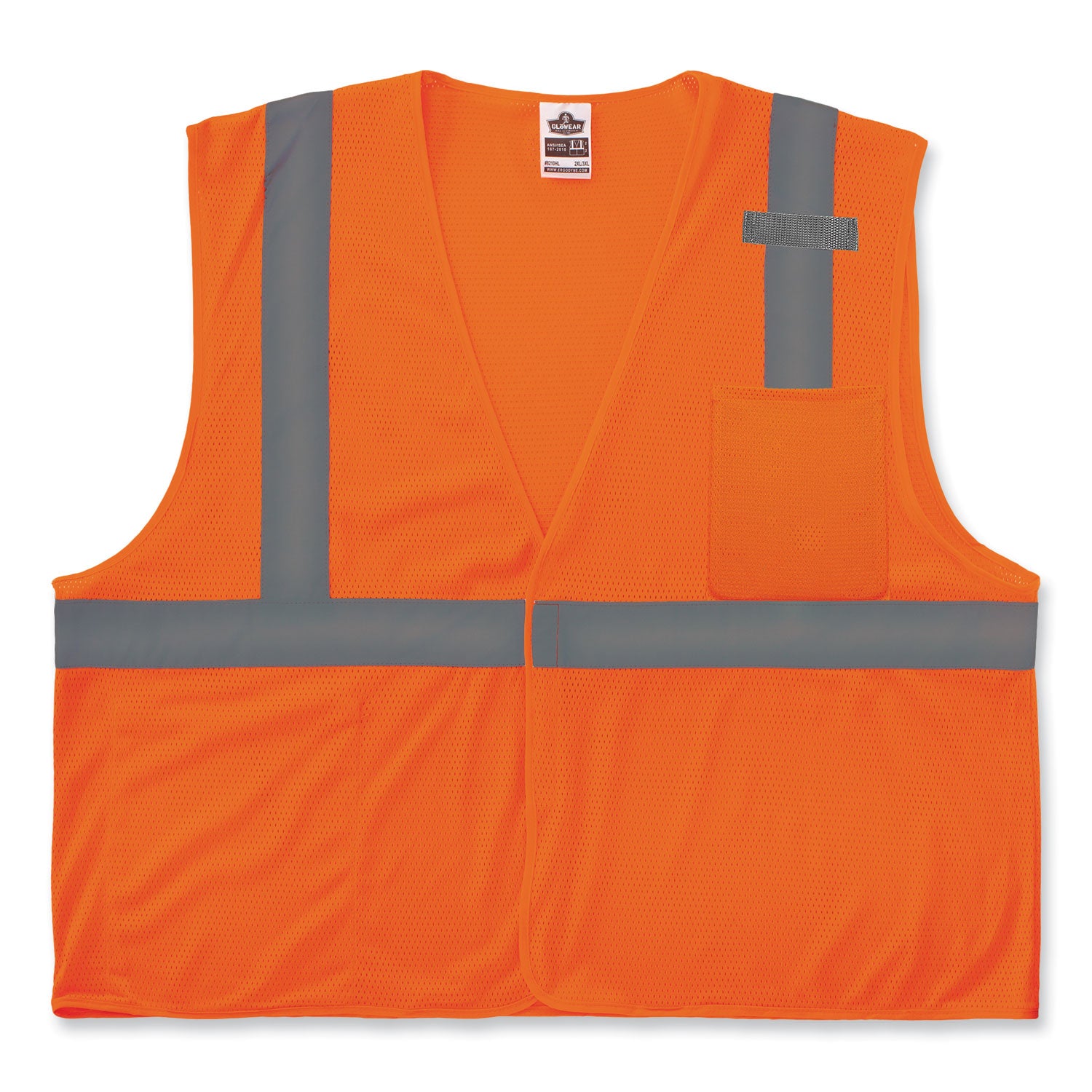 GloWear 8210HL-S Single Size Class 2 Economy Mesh Vest, Polyester, X-Large, Orange