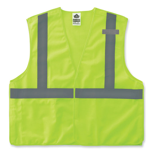 GloWear 8215BA-S Single Size Class 2 Economy Breakaway Mesh Vest, Polyester, Medium, Lime