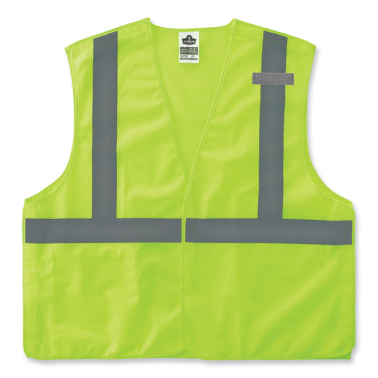 GloWear 8215BA-S Single Size Class 2 Economy Breakaway Mesh Vest, Polyester, X-Large, Lime