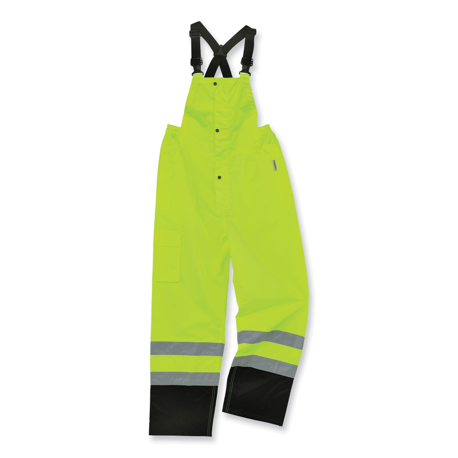 GloWear 8918BK Class E Hi-Vis Rain Bibs Black Bottom, Small, Lime