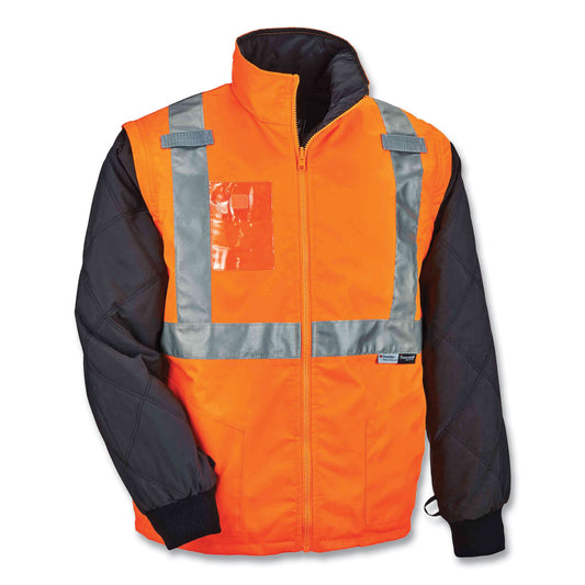 GloWear 8287 Class 2 Hi-Vis Jacket with Removable Sleeves, Small, Orange