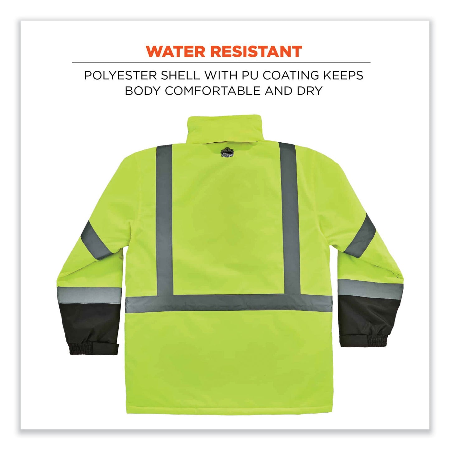 GloWear 8384 Class 3 Hi-Vis Quilted Thermal Parka, Large, Lime