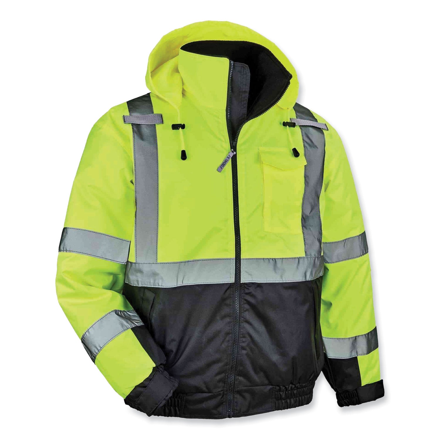 GloWear 8377 Class 3 Hi-Vis Quilted Bomber Jacket, Lime, Large