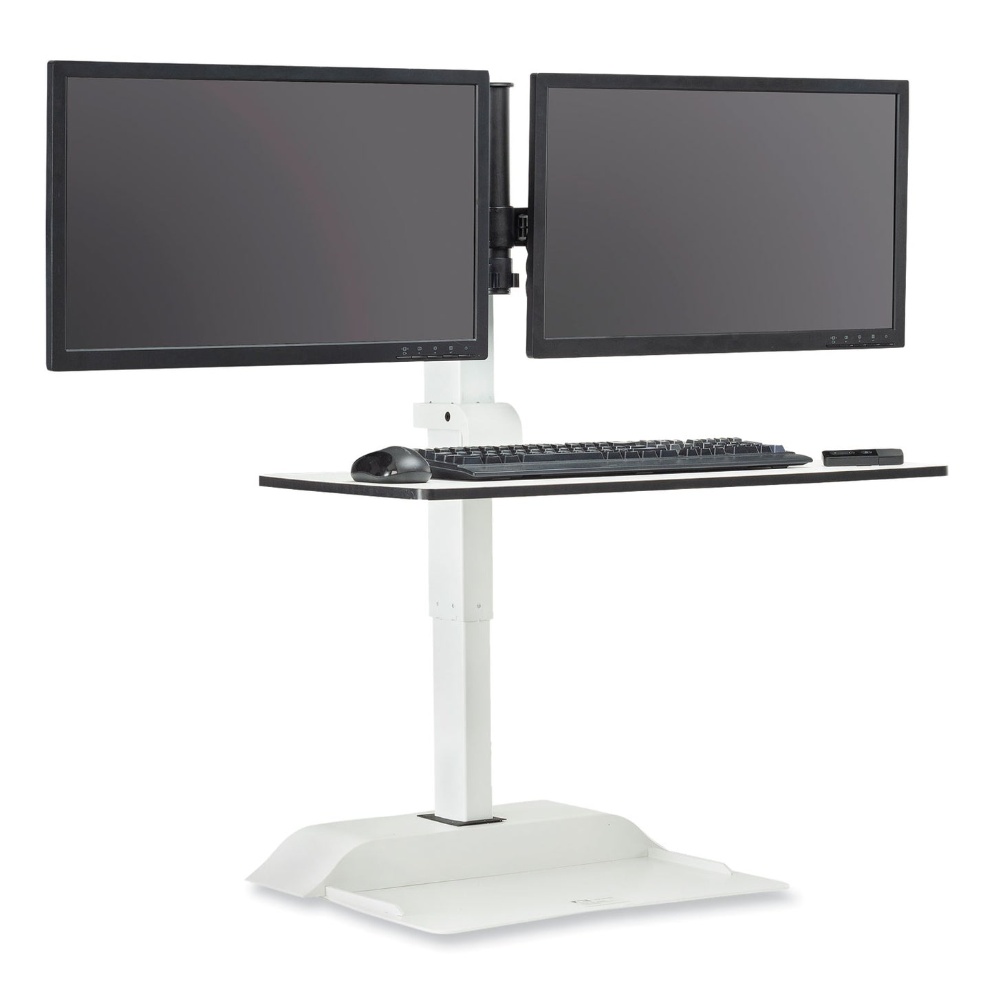 Soar Electric Desktop Sit/Stand Dual Monitor Arm, For 27" Monitors, White, Supports 10 lbs