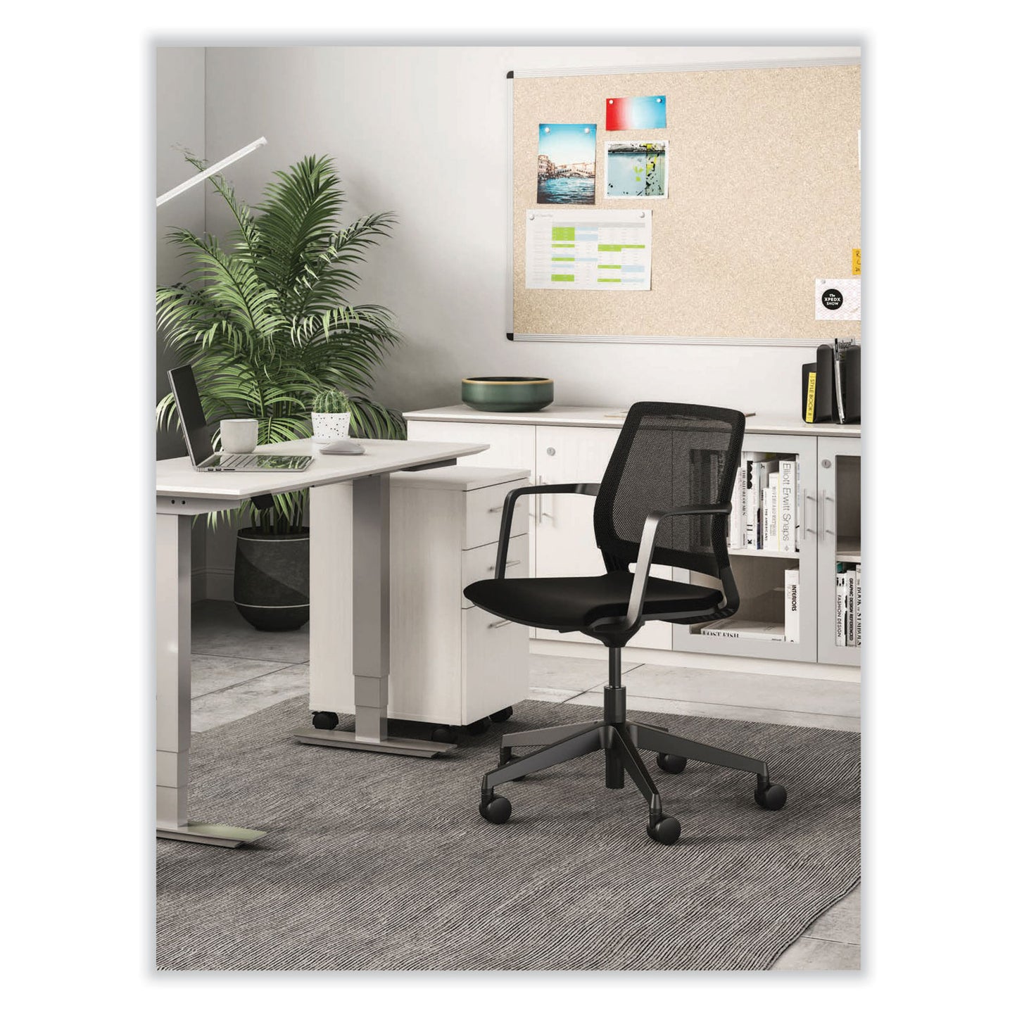 Medina Extended-Height Chair, Supports Up to 275 lb, 23" to 33" Seat Height, Black Seat, Black Back, Black Base