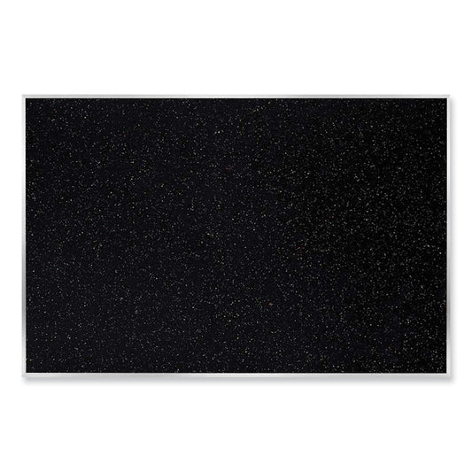 Aluminum-Frame Recycled Rubber Bulletin Boards, 144.5" x 48.5", Confetti Surface, Satin Aluminum Frame