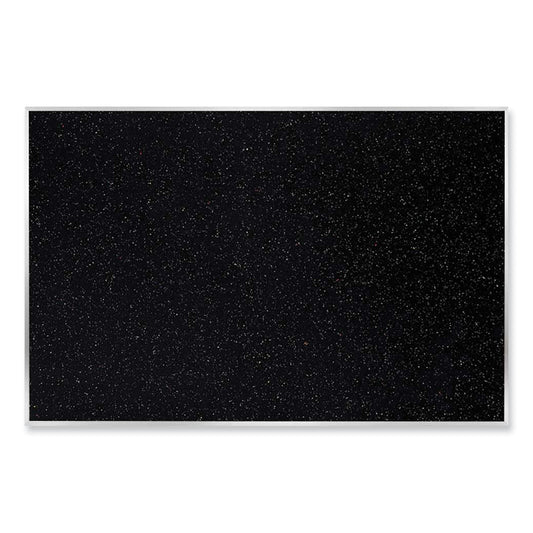 Aluminum-Frame Recycled Rubber Bulletin Boards, 120.5" x 48.5", Confetti Surface, Satin Aluminum Frame